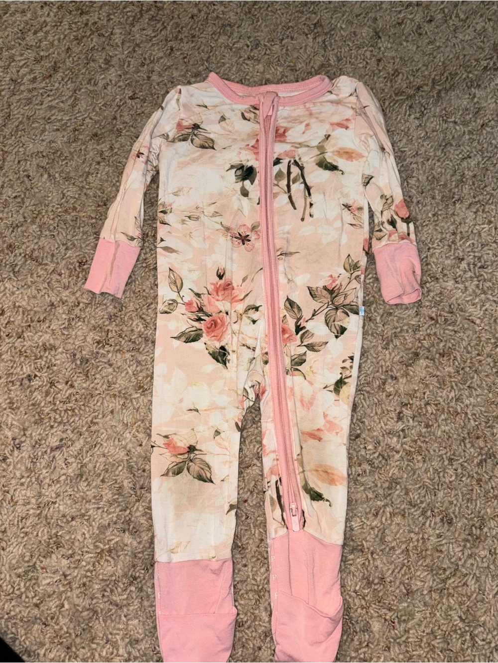 Posh Peanut Pink Floral Footed One-Piece Pajama
